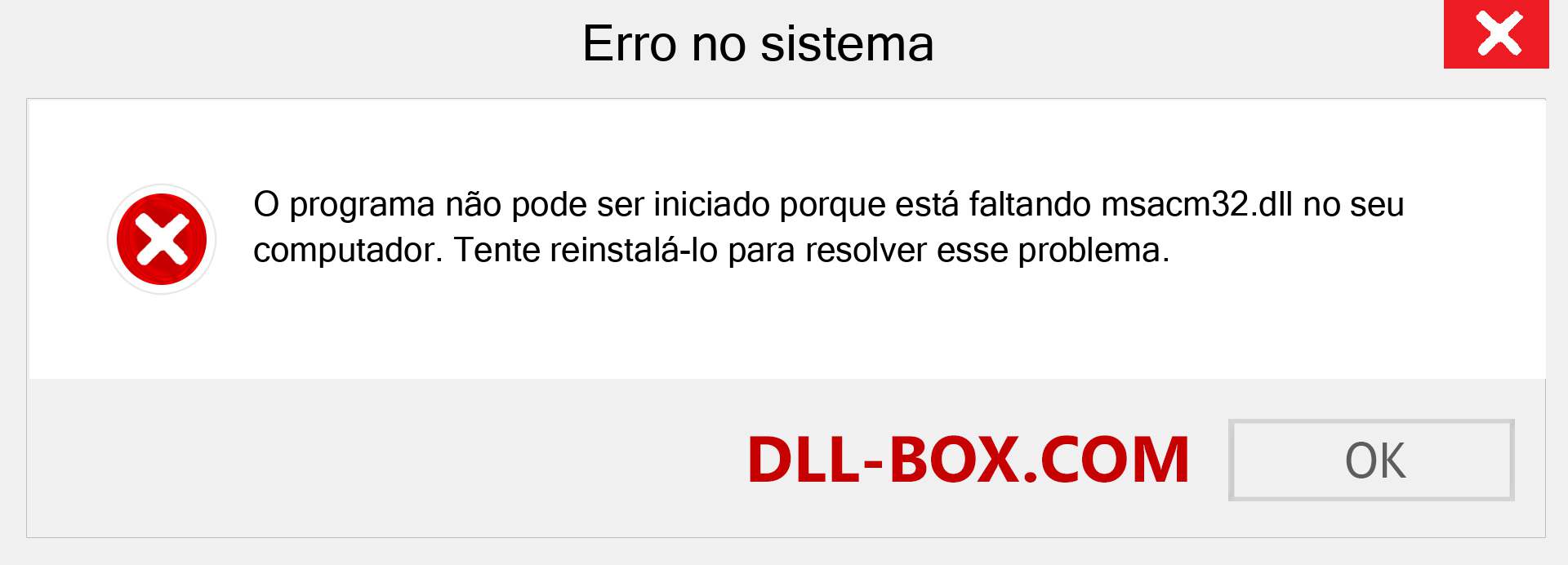 Arquivo msacm32.dll ausente ?. Download para Windows 7, 8, 10 - Correção de erro ausente msacm32 dll no Windows, fotos, imagens